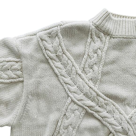 Sabo Skirt Chunky Cable Knit Sweater Cream Size Large Boxy Oversized - Picture 3 of 8